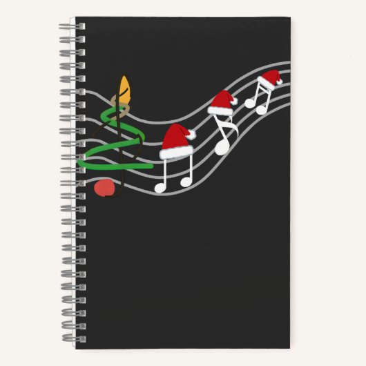 Kerst Muzieknoten Santa Hat Treble Clef Notitieboek (Voorkant)
