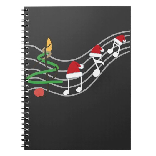 Kerst Muzieknoten Santa Hat Treble Clef Notitieboek (Voorkant)