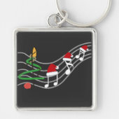 Kerst Muzieknoten Santa Hat Treble Clef Sleutelhanger (Voorkant)