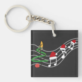 Kerst Muzieknoten Santa Hat Treble Clef Sleutelhanger