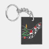 Kerst Muzieknoten Santa Hat Treble Clef Sleutelhanger (Voorkant Links)