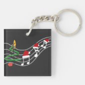 Kerst Muzieknoten Santa Hat Treble Clef Sleutelhanger (Achterkant)