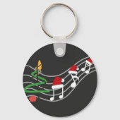 Kerst Muzieknoten Santa Hat Treble Clef Sleutelhanger (Voorkant)