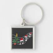 Kerst Muzieknoten Santa Hat Treble Clef Sleutelhanger (Voorkant)