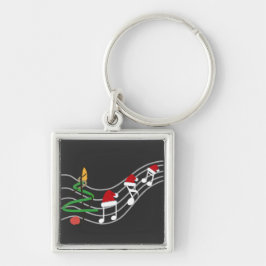 Kerst Muzieknoten Santa Hat Treble Clef Sleutelhanger