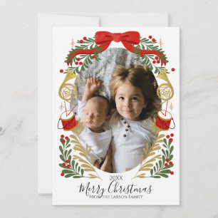 Kerst Muzikale Krans Fotokaart Aankondiging