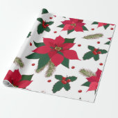 Kerst naadloos met Poinsettia Gift Bag Cadeaupapier (Uitgerold)