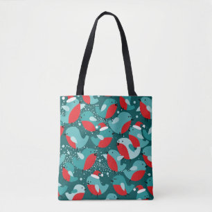 Kerst Naadloos Patroon Met Bullfinch Vogels Tote Bag