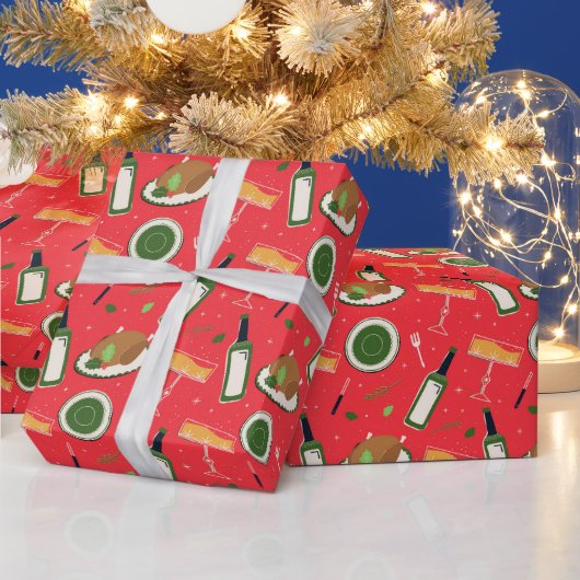 Kerst naadloos patroon met retro champagne. cadeaupapier (Feestdagen)