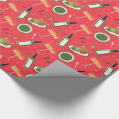 Kerst naadloos patroon met retro champagne. cadeaupapier (Hoek)