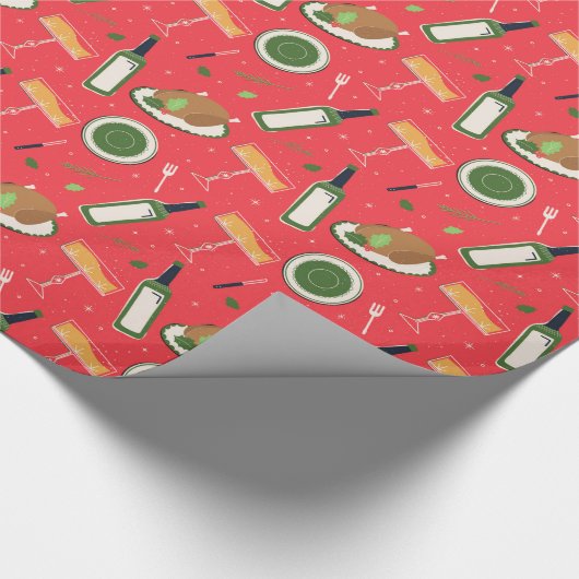 Kerst naadloos patroon met retro champagne. cadeaupapier (Hoek)