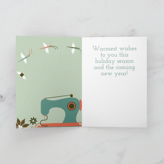 Kerst naaimachine engel naalddraad feestdagen kaart (Binnen)
