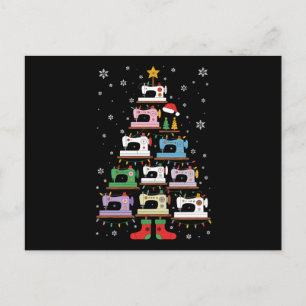Kerst Naaimachine Kerstboom Lichtjes Kousen Feestdagenkaart