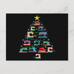 Kerst Naaimachine Kerstboom Quiltcadeau Uitnodiging Briefkaart