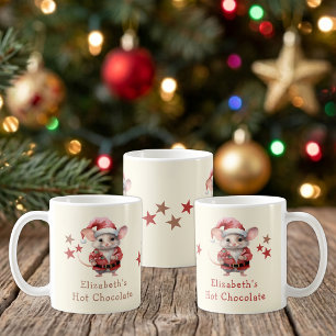 Kerst naam muis bruine warme chocolade mok