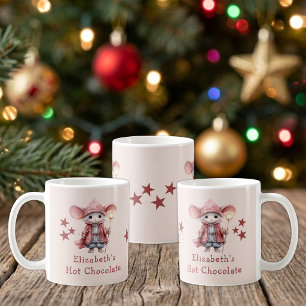 Kerst naam muis roze warme chocolade mok