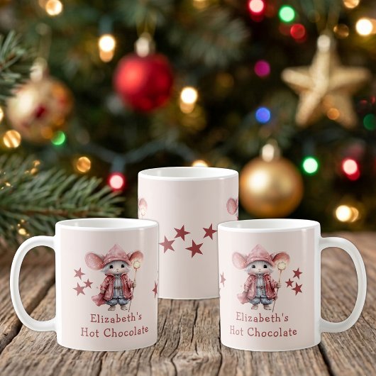 Kerst naam muis roze warme chocolade mok