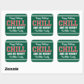 Kerst Naam Typografie Groen Rood Vierkante Sticker (Vel)