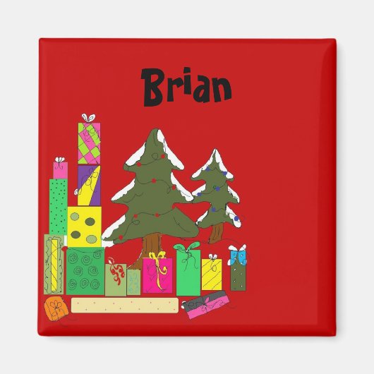 Kerst Naamkaartjes Magneet (Voorkant)