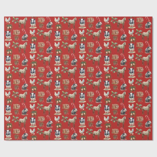 "Kerst naar beneden bij de schuur" Custom Color Cadeaupapier (Vlak)