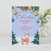 Kerst Nacht Diner Feest Kaart (Staand voorkant)