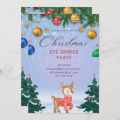 Kerst Nacht Diner Feest Kaart (Voorkant / Achterkant)