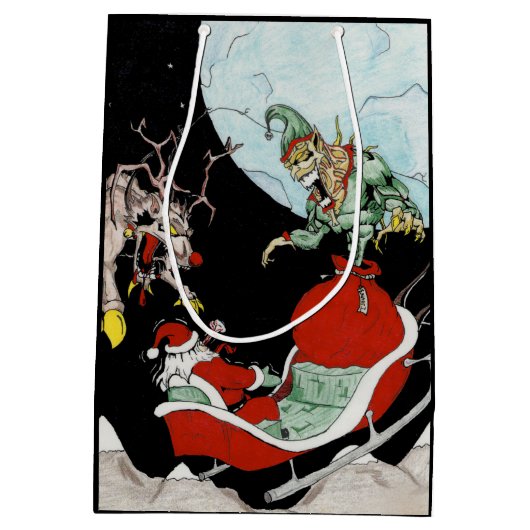 Kerst nachtmerrie Custom Gift Bag Medium Cadeauzakje (Achterkant)