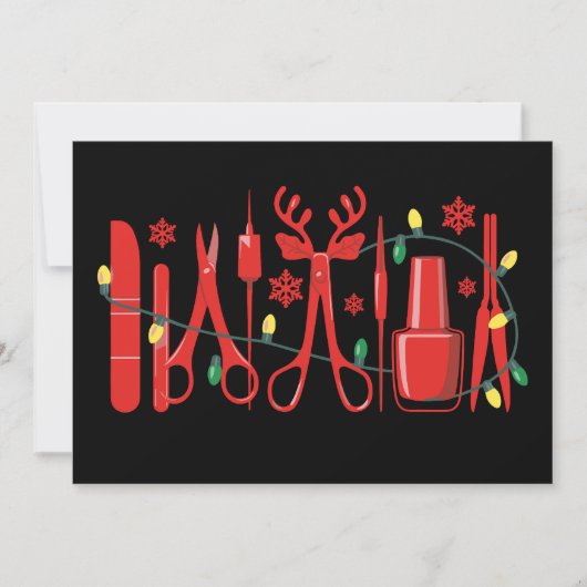 Kerst Nagel Tech Gereedschap Rendier Geweien Licht Kaart (Voorkant)