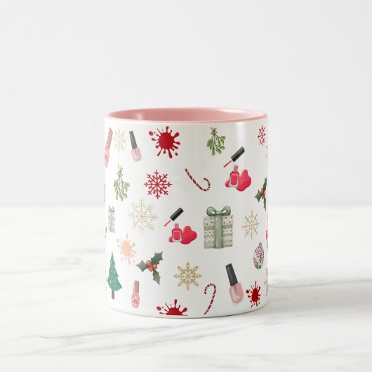 Kerst nagellak patroon tweekleurige koffiemok (Center)