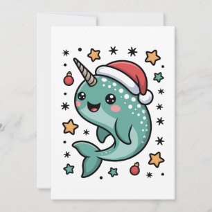 Kerst Narwal Kerstman Hoed Sterren Ornament Zee Kaart