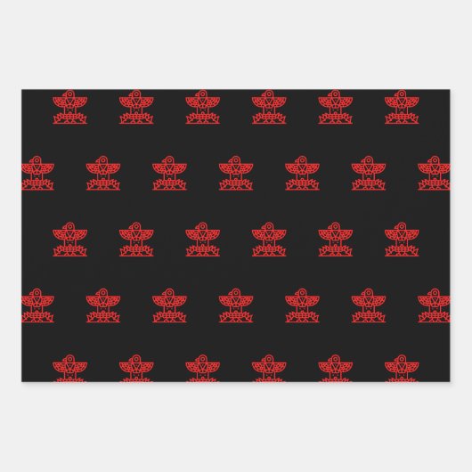 Kerst Native Eagle Totem Pole Black en Red Inpakpapier Vel (Voorkant 3)