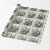 Kerst Natuur Boeket met Holly Berry Cadeaupapier (Uitgerold)