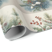 Kerst Natuur Boeket met Holly Berry Cadeaupapier (Rol Hoek)