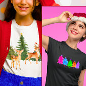 Kerst Natuur Rendieren Kardinalen Xmas Trees T-shirt