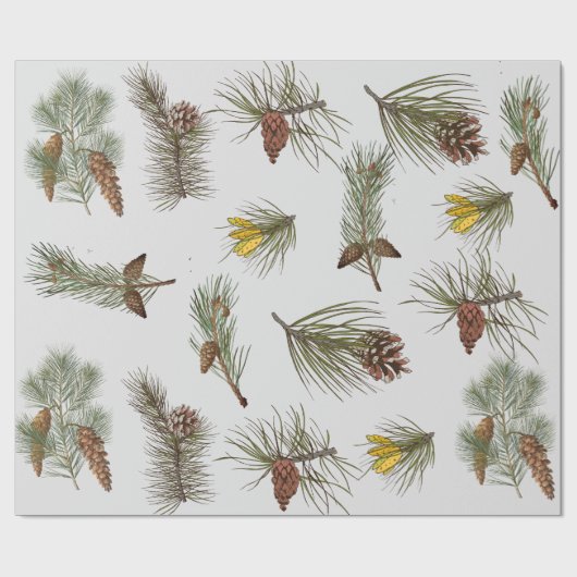 Kerst Natuur Thema dennenappels en takken Cadeaupapier (Vlak)