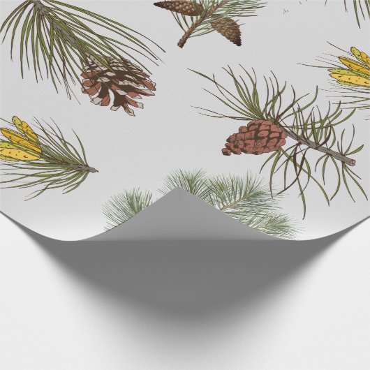 Kerst Natuur Thema dennenappels en takken Cadeaupapier (Hoek)