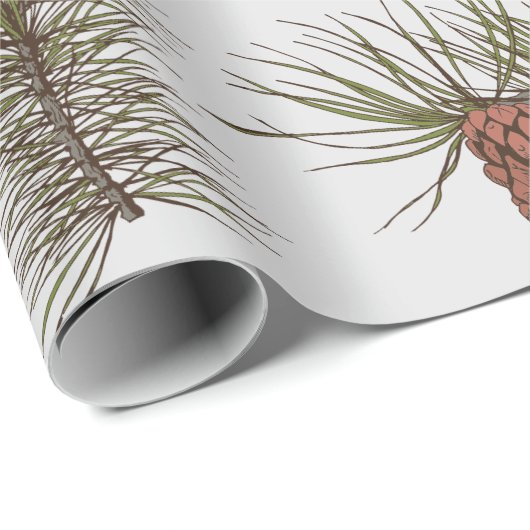 Kerst Natuur Thema dennenappels en takken Cadeaupapier (Rol Hoek)