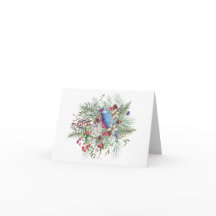 Kerst natuurillustratie met vogel en bessen