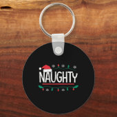 Kerst Naughty Nice bijpassende grappige kerstpaar Sleutelhanger (Voorkant)