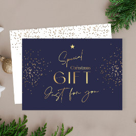 Kerst Navy Blauw Gouden Glitter Cadeaubon