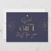 Kerst Navy Blauw Gouden Glitter Cadeaubon (Voorkant)