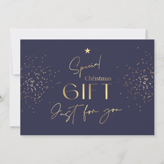 Kerst Navy Blauw Gouden Glitter Cadeaubon (Voorkant)