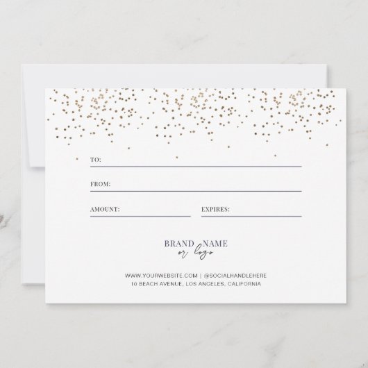 Kerst Navy Blauw Gouden Glitter Cadeaubon (Achterkant)