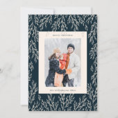 Kerst  Navy Greenery Twee Verticale Foto Feestdagenkaart (Voorkant)