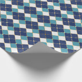 Kerst Navy Plaid Klassieke vakantie Eenvoudig Cadeaupapier (Hoek)