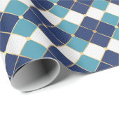 Kerst Navy Plaid Klassieke vakantie Eenvoudig Cadeaupapier (Rol Hoek)