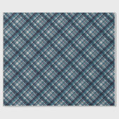 Kerst Navy Plaid Klassieke vakantie Eenvoudig Cadeaupapier (Vlak)
