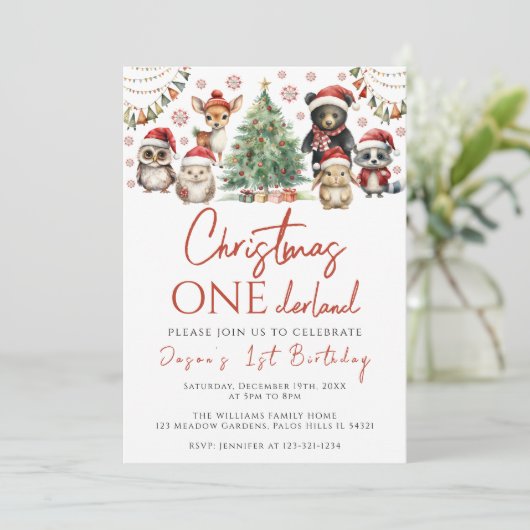 Kerst Nederland eerste verjaardag uitnodiging (Staand voorkant)