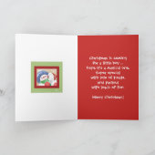 Kerst, neef, sneeuwkind knuffelt sneeuwpop feestdagen kaart (Binnen)