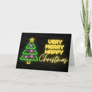 Kerst neon bord Zwart Baksteen Feestdagen Kaart